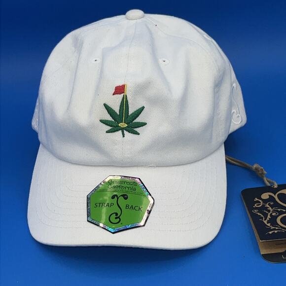 Grassroots California Master Kush Leaf White Dad Hat Strap Back Fitted Limited - Picture 1 of 9